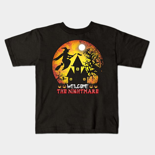 Welcome the nightmare halloween Kids T-Shirt by binnacleenta